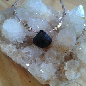 Minimalist Onxy and Brass Bead Choker